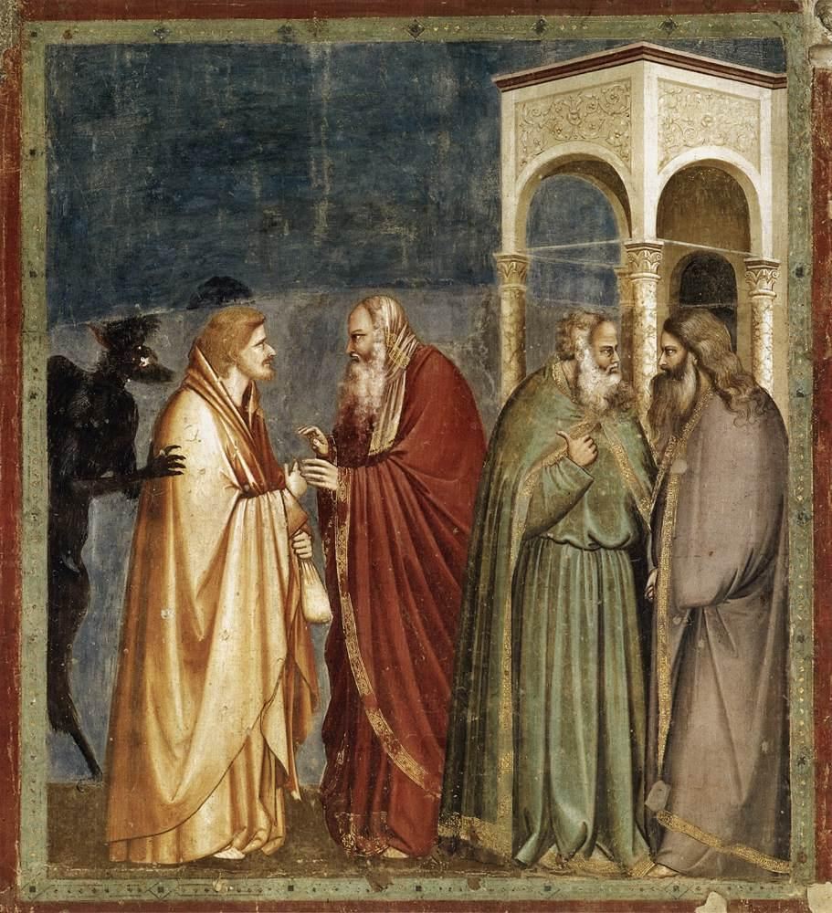 Giotto, Giuda riceve il prezzo del tradimento